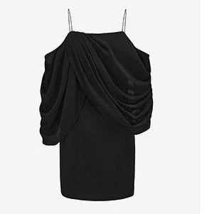 ATELIER MISS LU Irregular Draped Off-the-shoulder Slip Dress - MAGNIFY