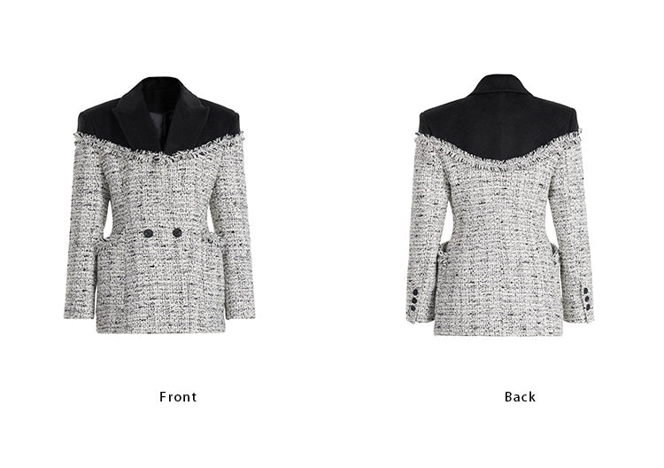 TINY IN tweed wool long sleeve coat-SAKI.