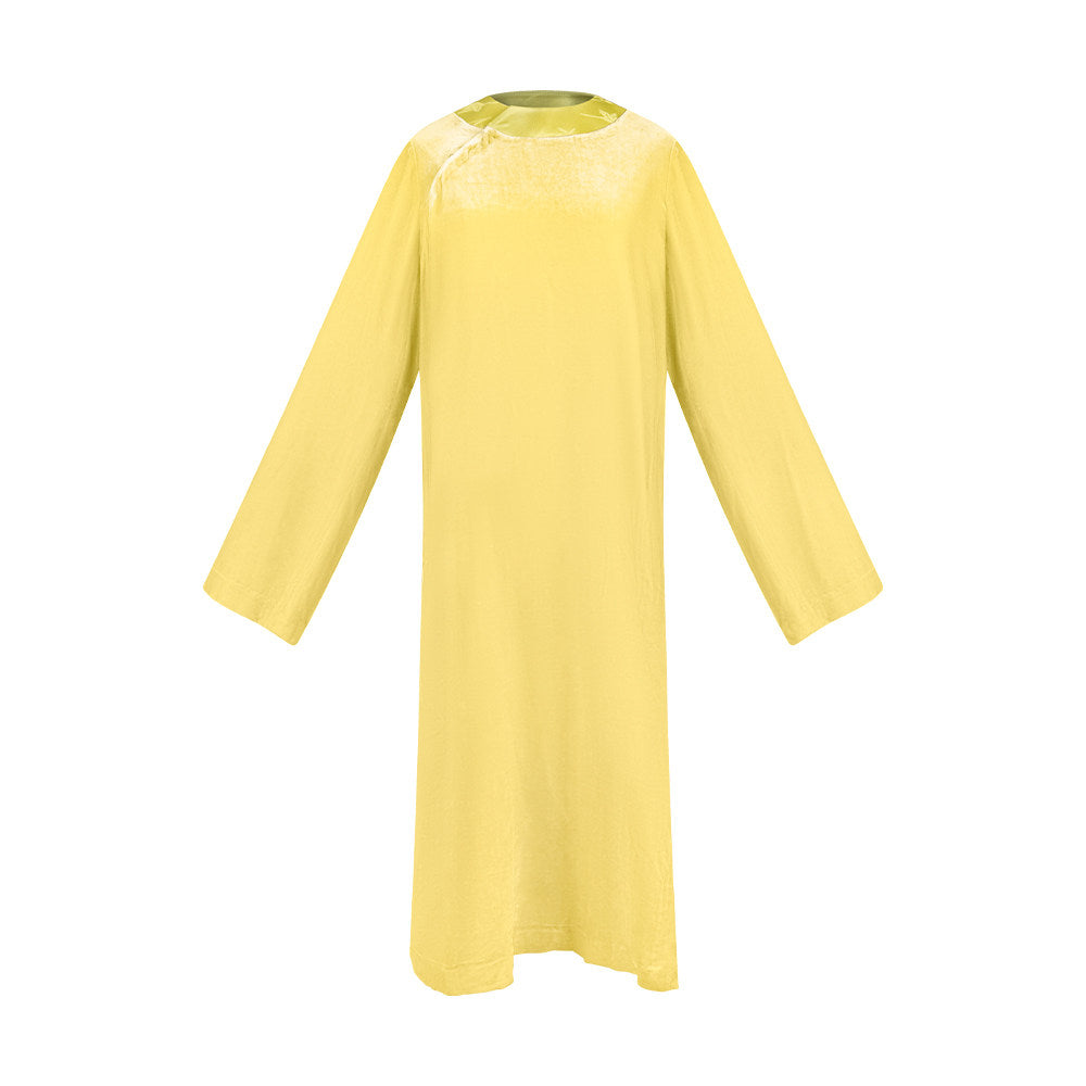 TUYUE Sustainable Fashion Silk Velvet Pine Color Drape Dress- DAVID.