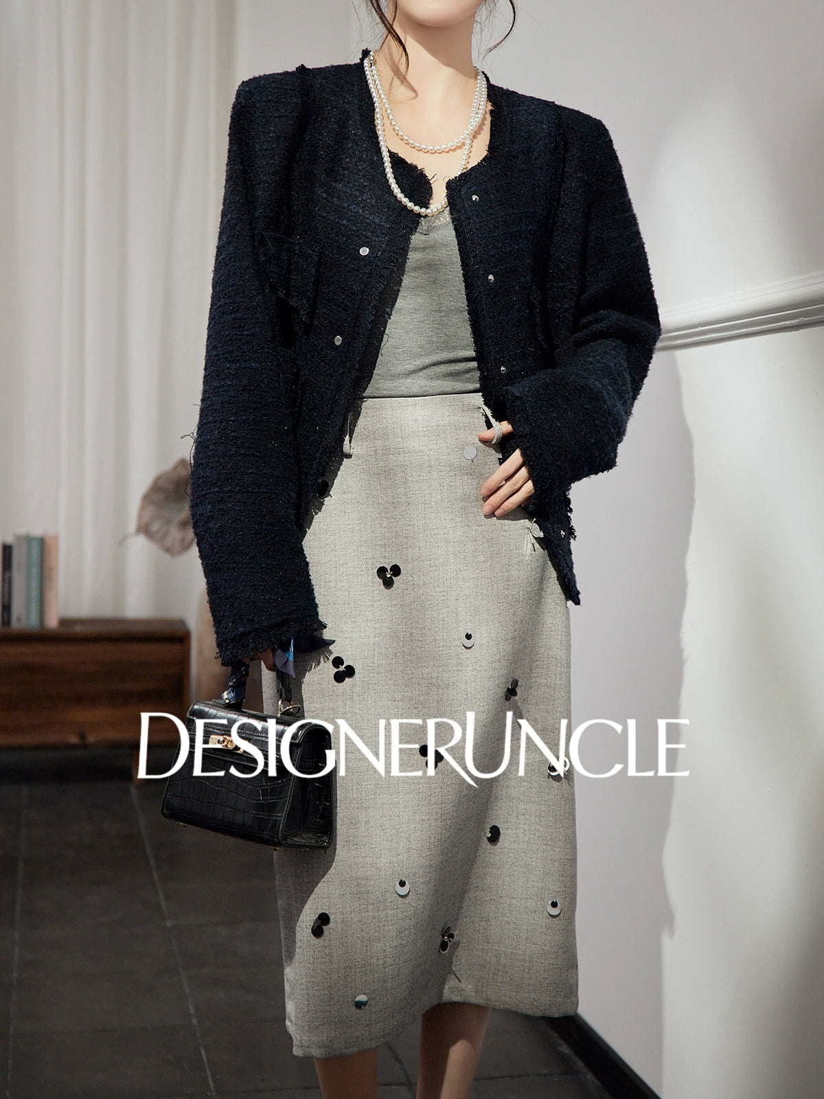 DGU "Ink Domain" navy blue jacket loose and versatile slimming high-end top - MUNC.