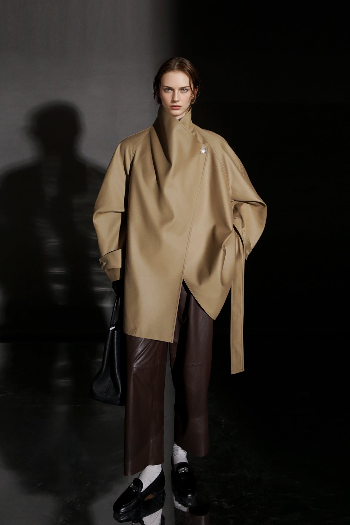 PIAOIN Silhouette design short windbreaker women's luxury jacket commuter-JEAN