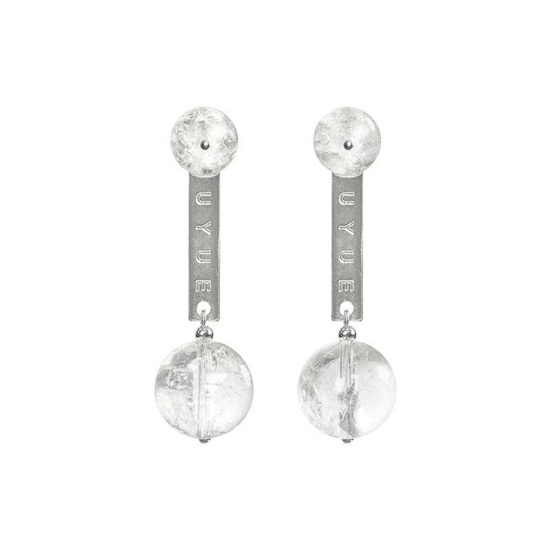 TUYUE natural white crystal energy node bead earrings- CAROLINE.