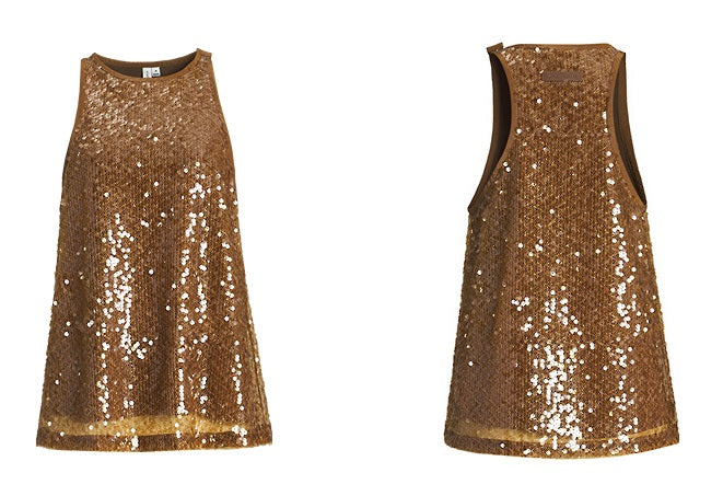ZHUCHONGYUN sequin embroidery double-layer slim knit vest and skirt-SCAR.