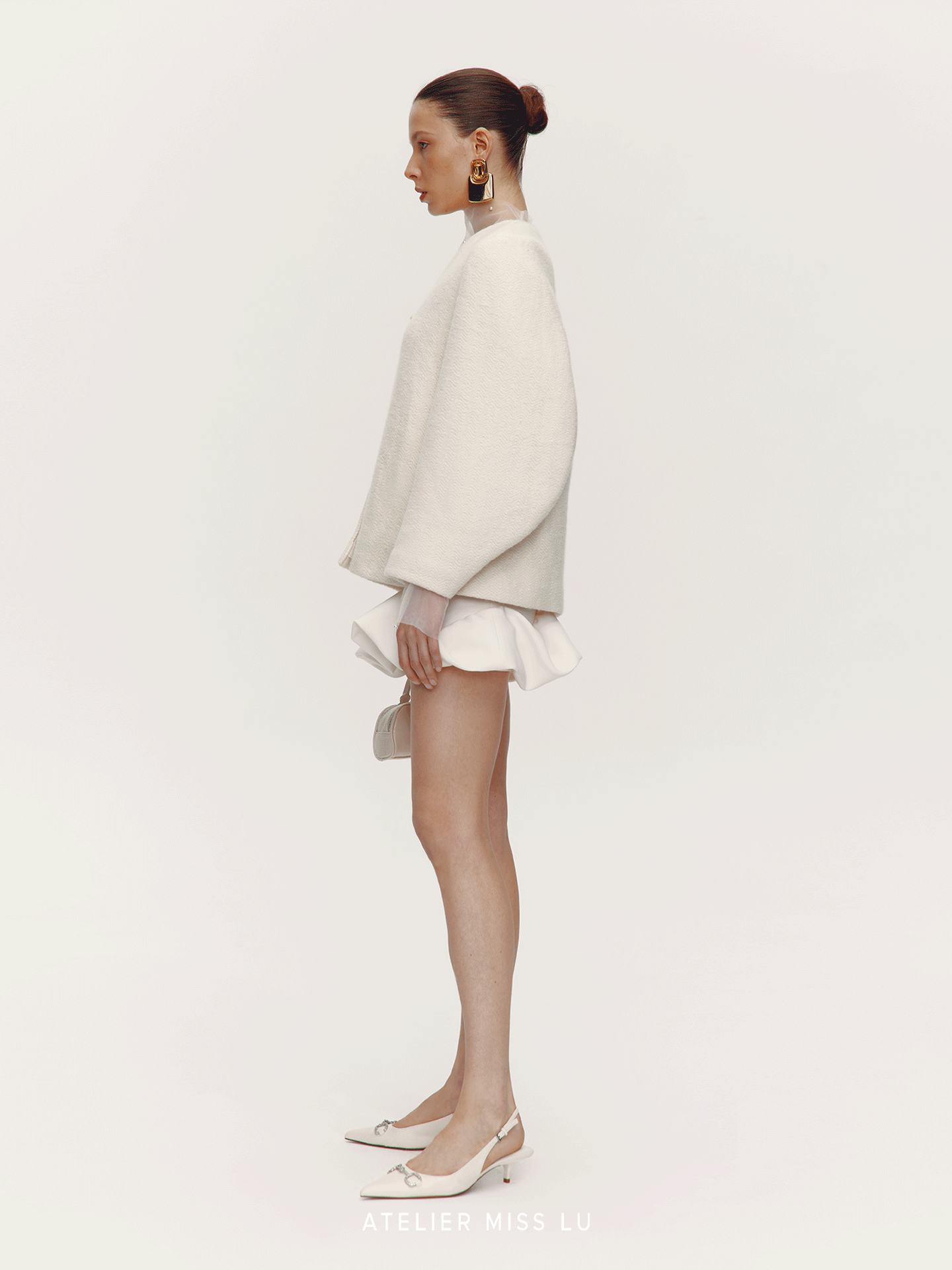 ATELIER MISS LU Crescent Sleeve Sheep Wool Blend Knit Jacket - SHADE.