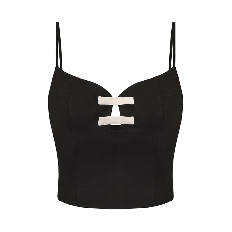 ATELIER MISS LU Spring And Summer Contrast Line Ribbon Top - NOBLE.