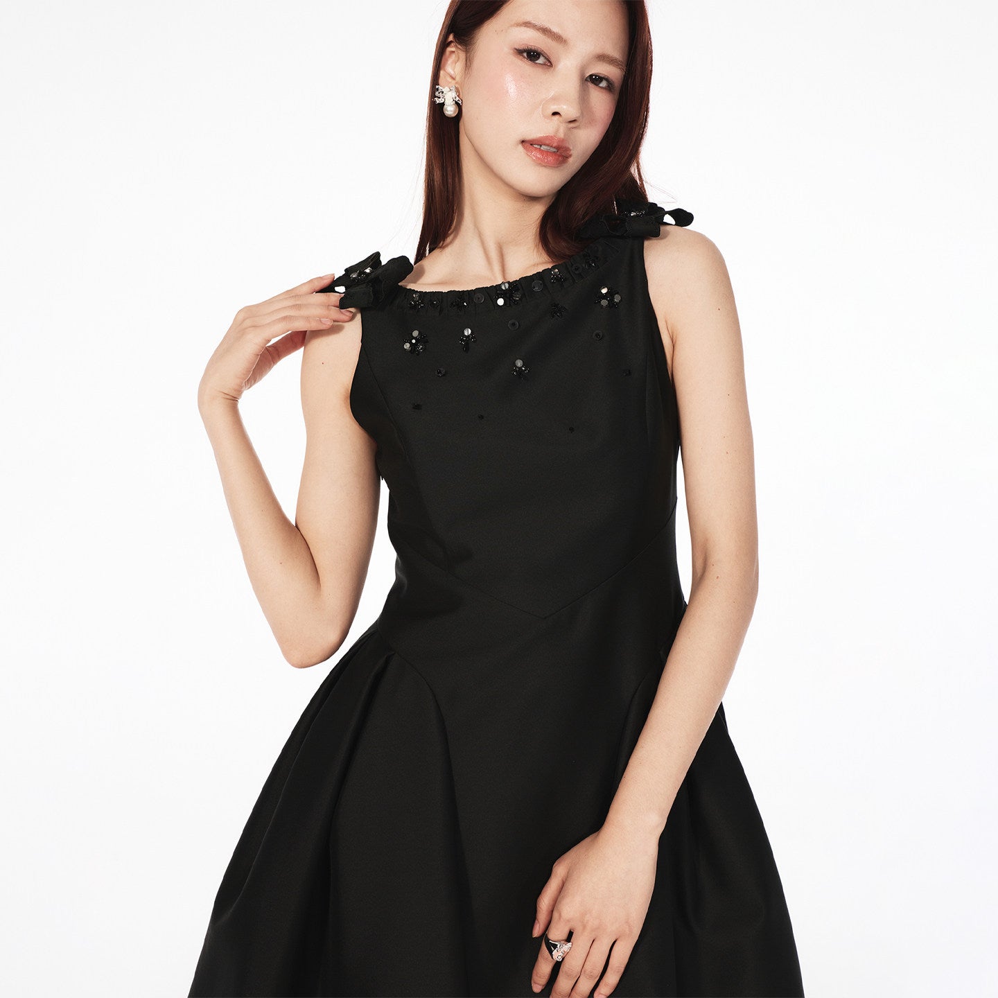 FAME bow beaded waist umbrella pendulum dress - SADIE