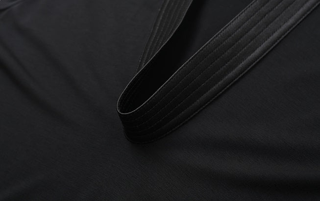 ZHUCHONGYUN Black Stand Up Collar Sleeveless Slim top--SHUN.