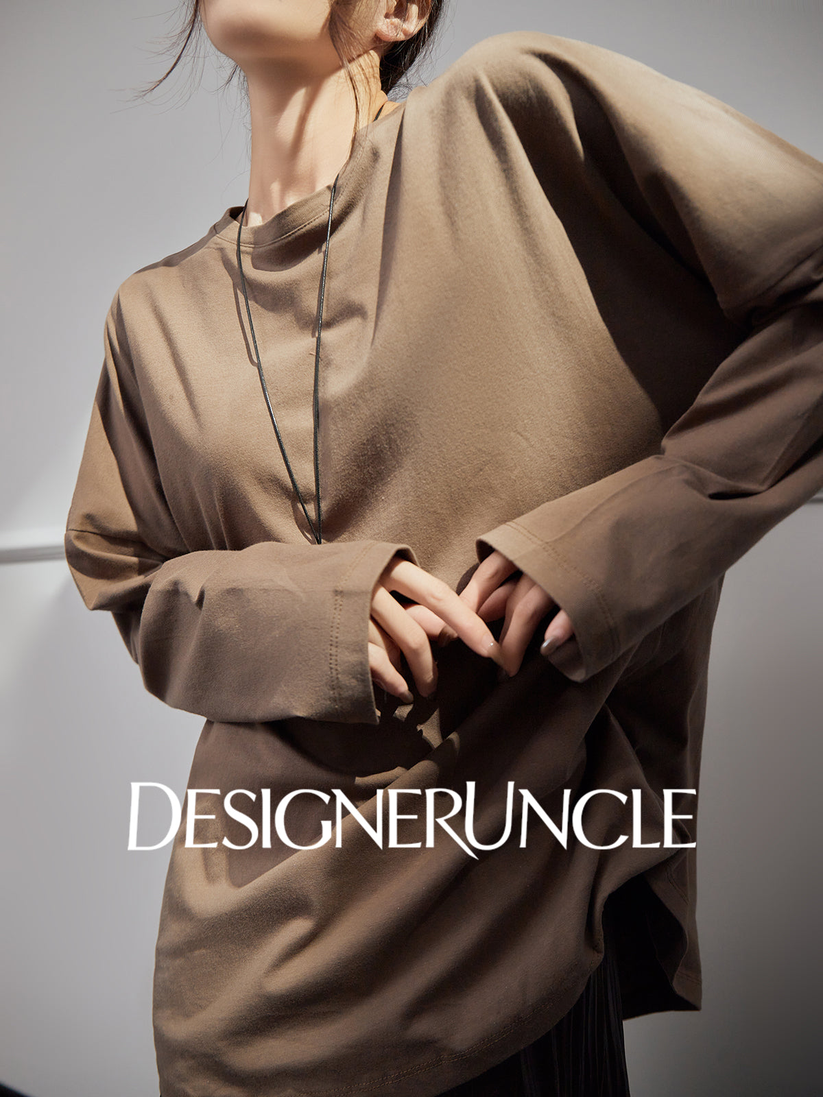 DGU |Hazelnut New Loose Crew Neck Niche Design Basic Versatile Simple Top - GREAT.