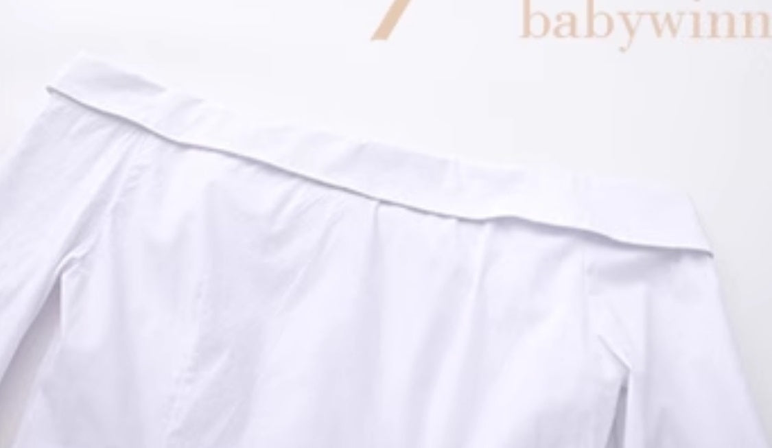 Le Palais Vintage Original languid sexy off-the-shoulder slim white shirt-BEA.
