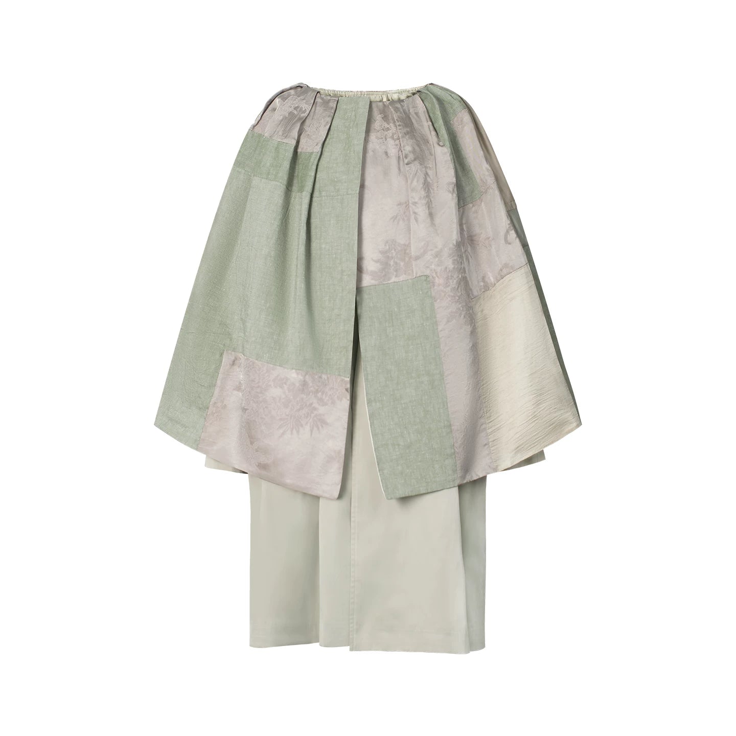 TUYUE Cotton and Linen Silhouette Mid-length Cape Windbreaker- JADA