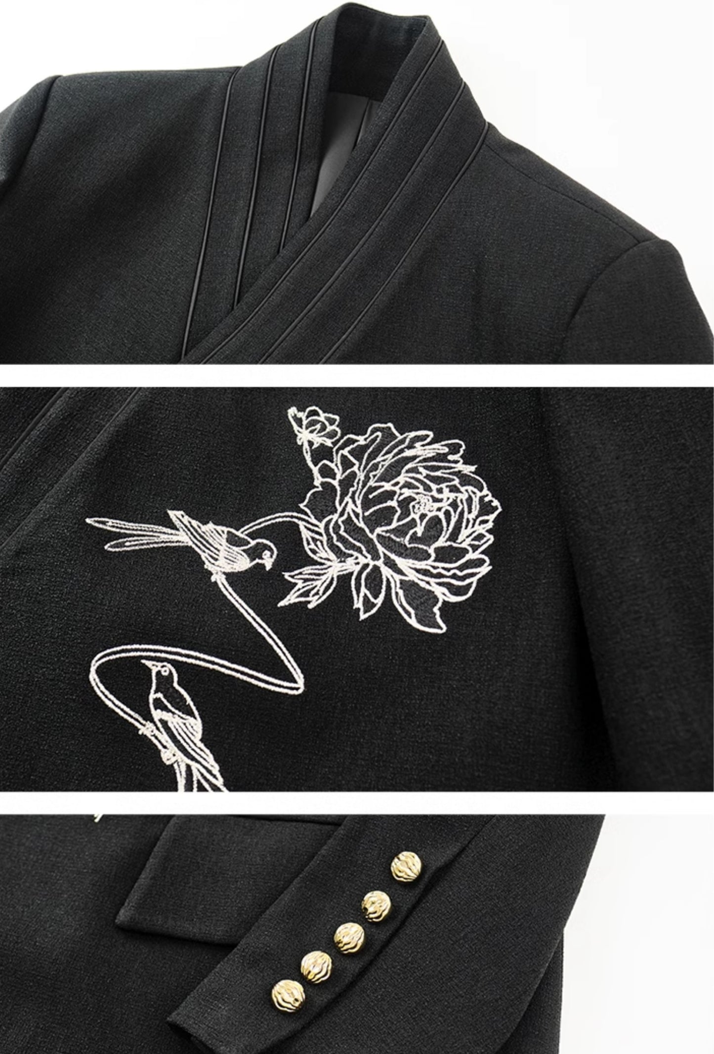 HECO Acetate Woven Embroidery V-Neck Blazer Women's Spring- LET.