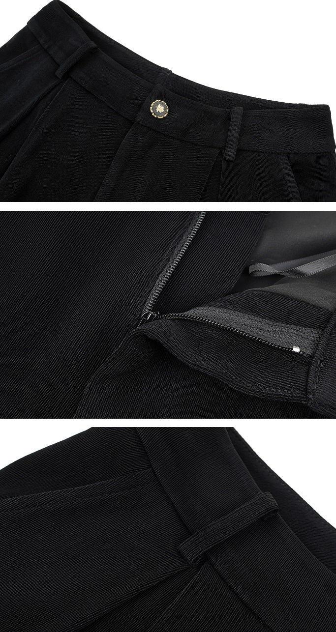 HECO 100% linen drape knitted casual wide-legged black white Pants Women - FINGER.