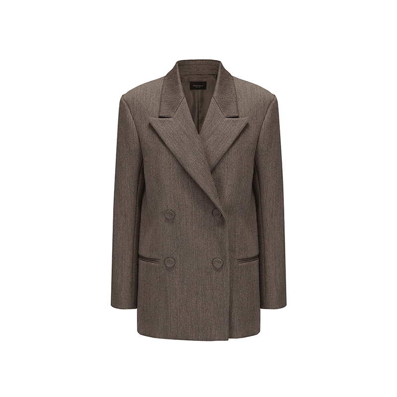 ATELIER MISS LU Double-breasted Vintage Sheep Wool Blazer - KATLYN.
