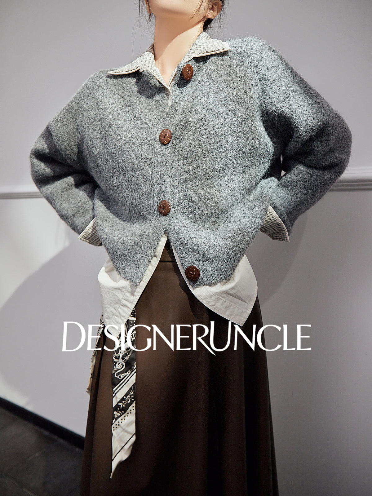 DGU "Mist Blue" gray autumn new loose outerwear versatile slimming top - JONES.
