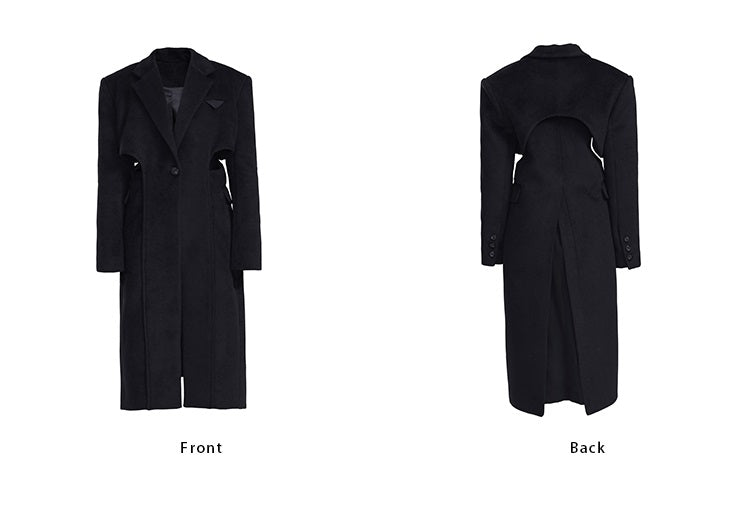 TINY IN two-piece cut-out black woolen coat-PRE