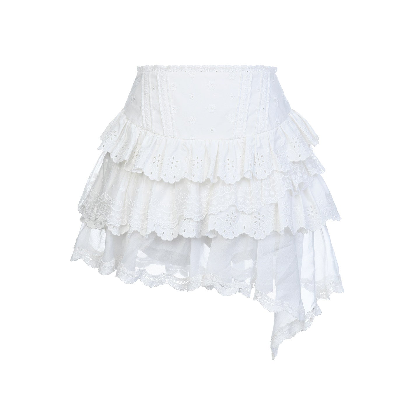 FAME Madeira embroidered lace skirt women's short skirt
