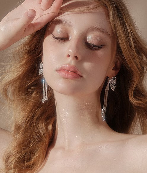 Wardrobes by Chen Bow Rhinestone Stud French Tassel Earrings-Ama