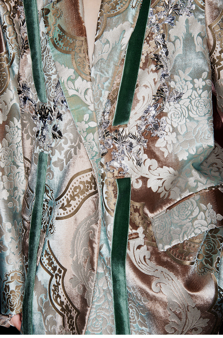 M essential Mackay designer vine pattern embroidery marble print jacket skirt suit- Eden.