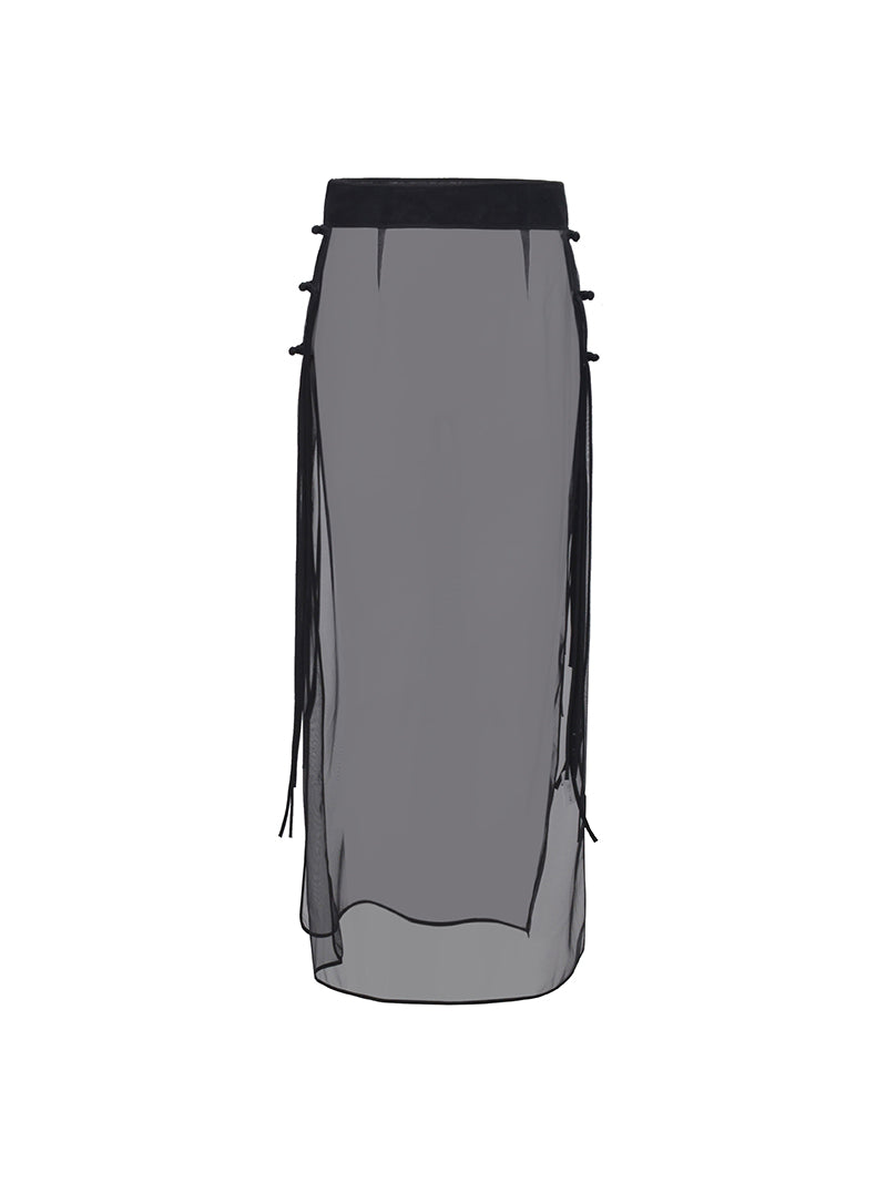 M essential Mackay designer ostrich feather trim dress mesh skirt kaftan dress top set - raj.