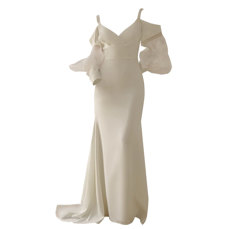 GOUDIN white high-quality texture elegant light luxury evening dress-CAS.