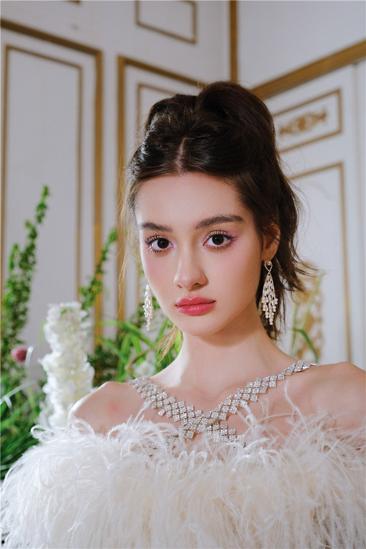 Wardrobes by Chen Luxury Diamond Zircon Light Sparkly Earrings-Deji