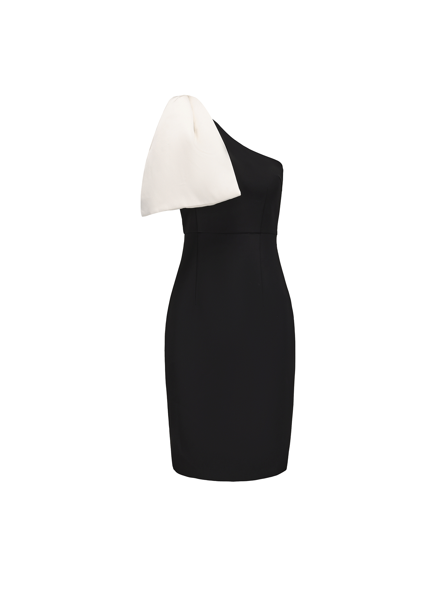 ATELIER MISS LU Bow Design Slanted Shoulder Slim Dress - WARM