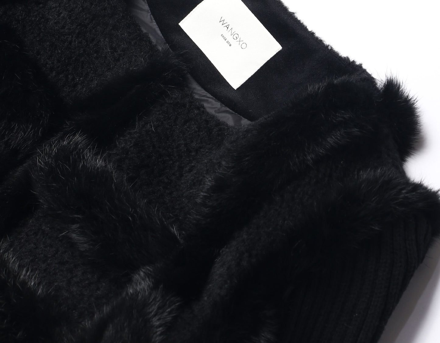 WANGXO | Heavy Industry Wavy Wool Tweed & Rabbit Fur Jacket-SENA.