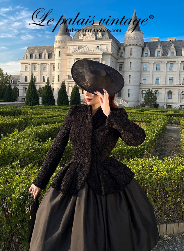 Le Palais Vintage puff sleeve wool roll slim fit jacket-JIMP