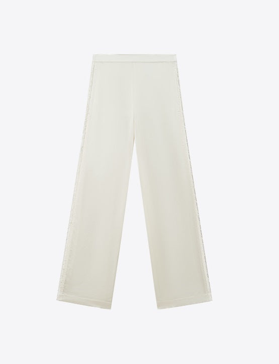 COMME MOI Lu Yan designer's new texture splicing satin straight-leg pants -FAITH.