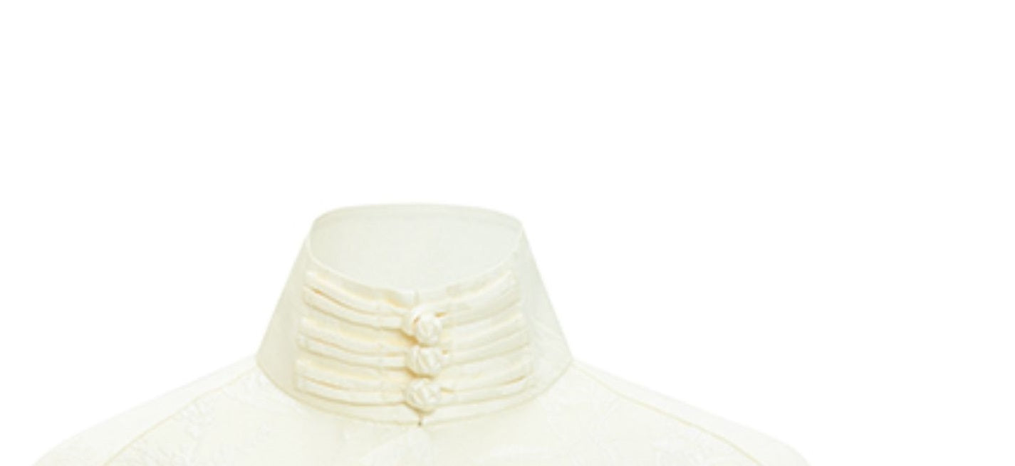 M essential Mackay designer cream collar silhouette shirt skirt - kans.