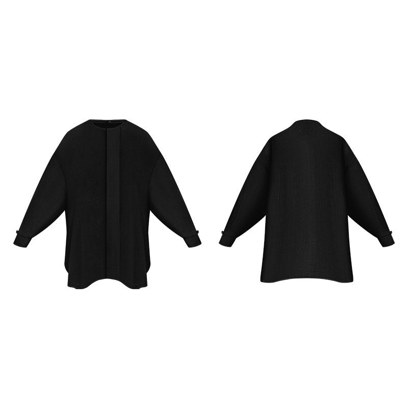 TUYUE texture silhouette hand-buttoned long-sleeved shirt-LOLA.