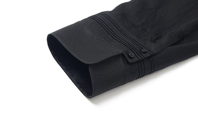 ZHUCHONGYUN black loose pleated satin dress with a belt-SULTY.