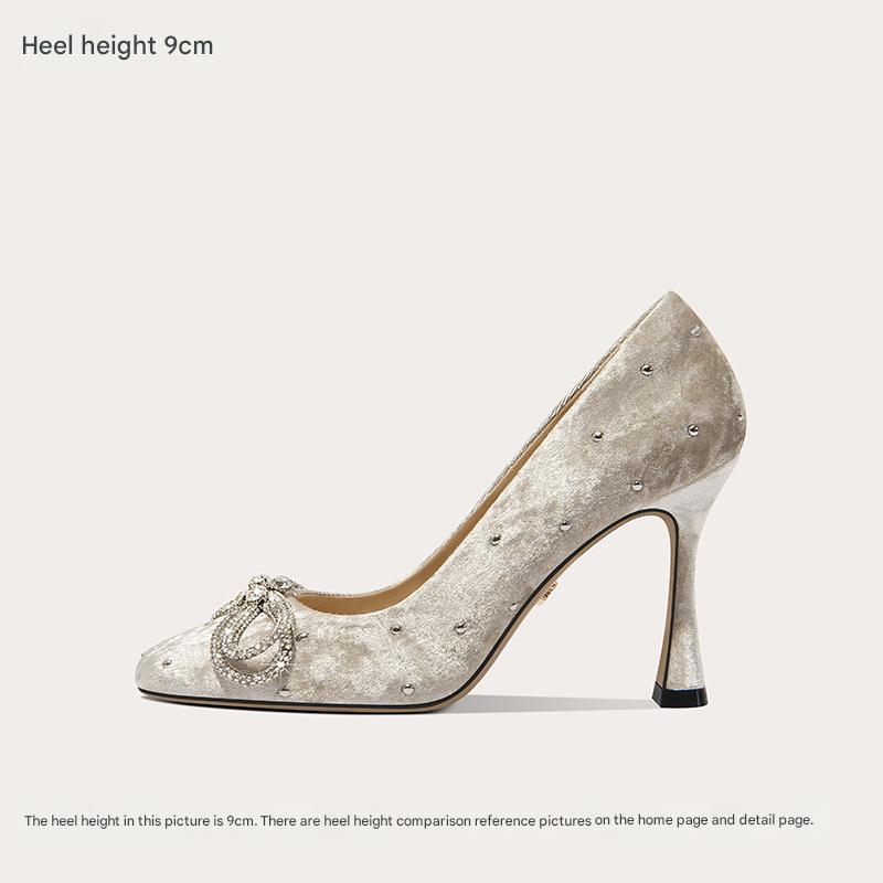 Lily Wei French suede design comfortable heels- FELICITY