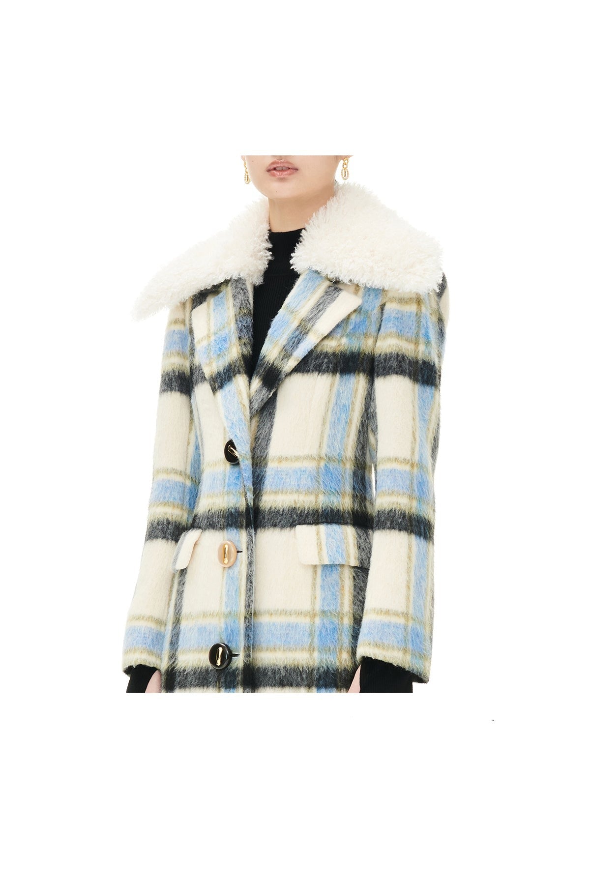 YES BY YESIR luxury autumn winter sea salt plaid wool coat - Maillk