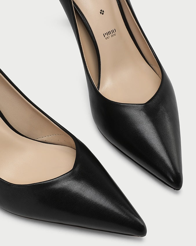 Pjjuu Black Professional Soft Leather Women's Stiletto pumps - DANIEL