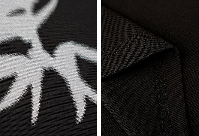 HECO Chinese Bamboo Leaf Print Short Sleeve T-Shirt - CHASE.