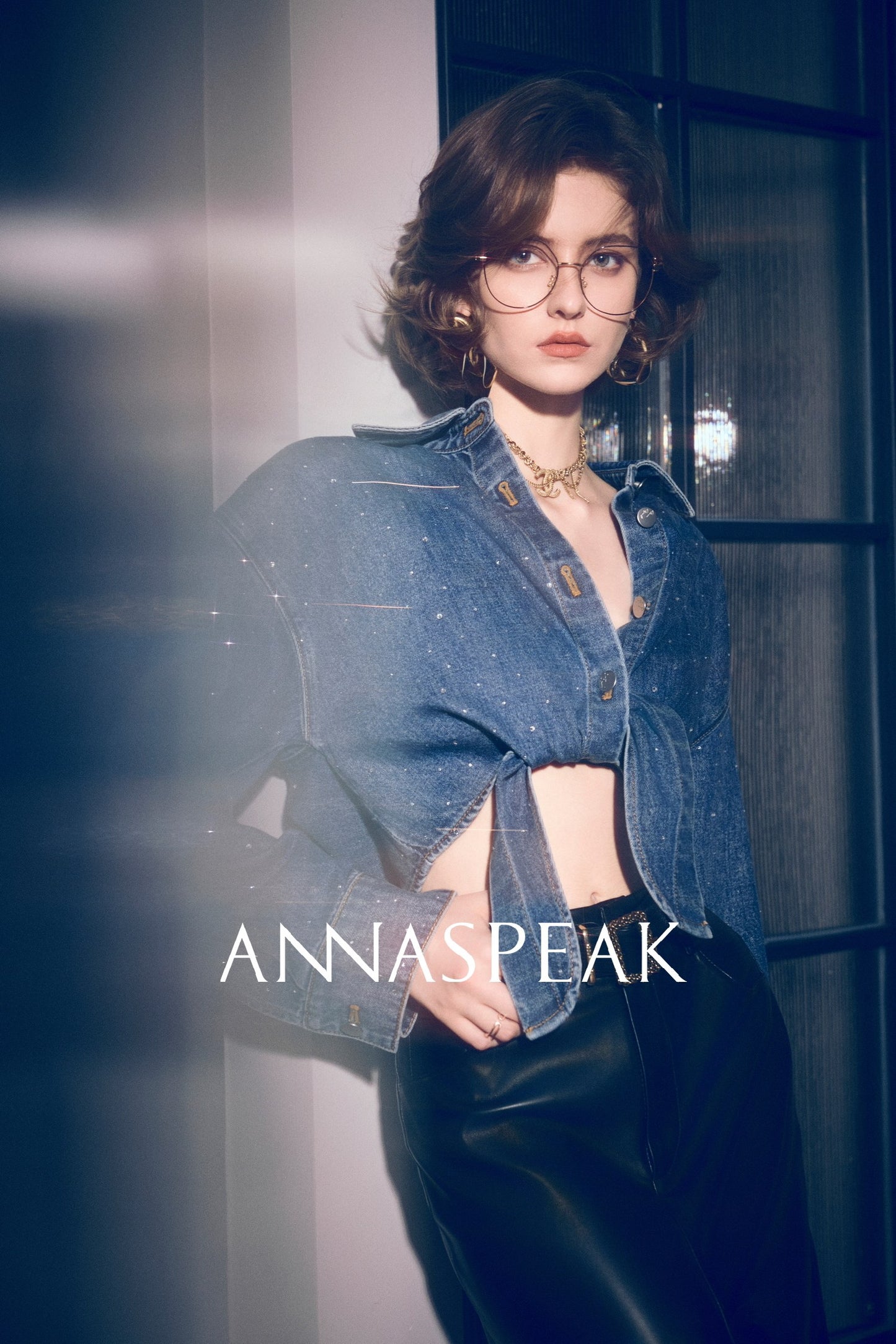 ANNASPEAK tied short cropped denim Jacket-SOTE.
