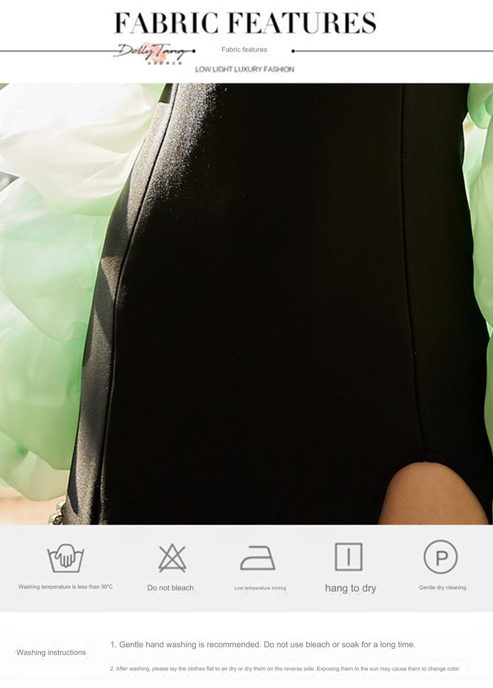 DOLLY Elegant Black Chest Wrap Long Puff Sleeve Slim Fit Short Slit Party Dress-KABRINA