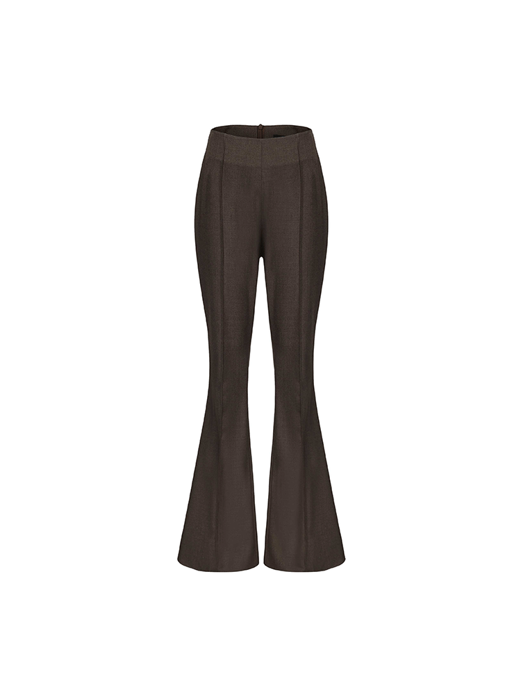 ATELIER MISS LU Retro Modern Long-legged Sheep Wool Flared Pants - HEATHER