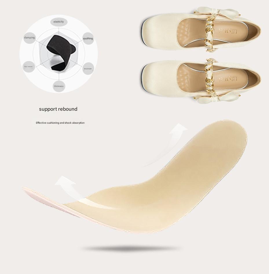 Lily Wei sweet white shallow shoes square toe bow shoes - ELEANOR