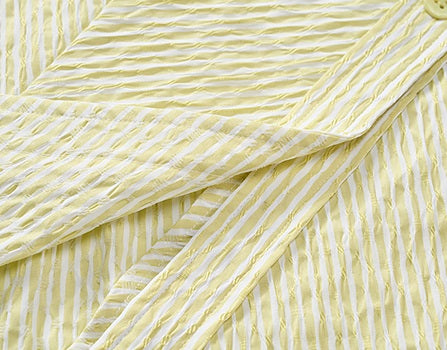 COMME MOI Crinkled yellow striped front slit midi skirt - CUBA.