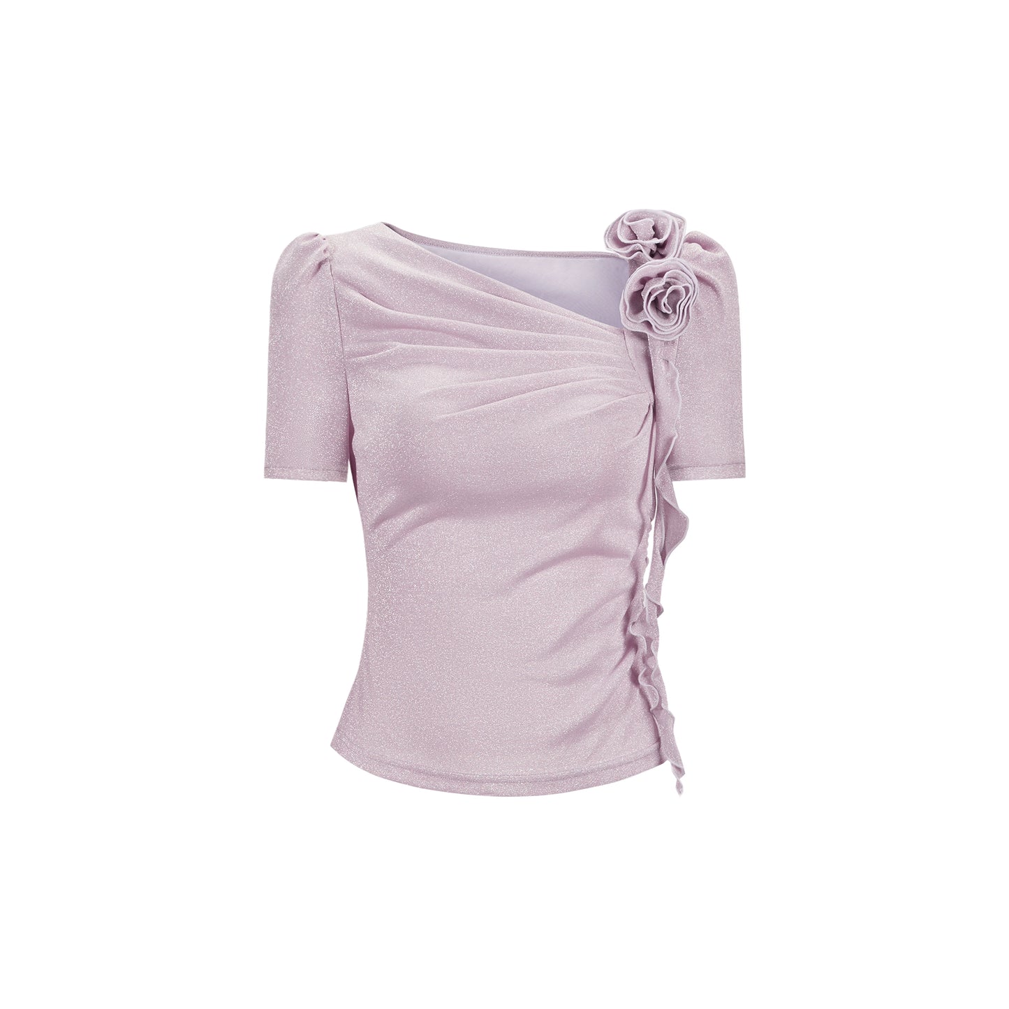 CHICHY gentle chic purple asymmetrical long-sleeved top-LISA