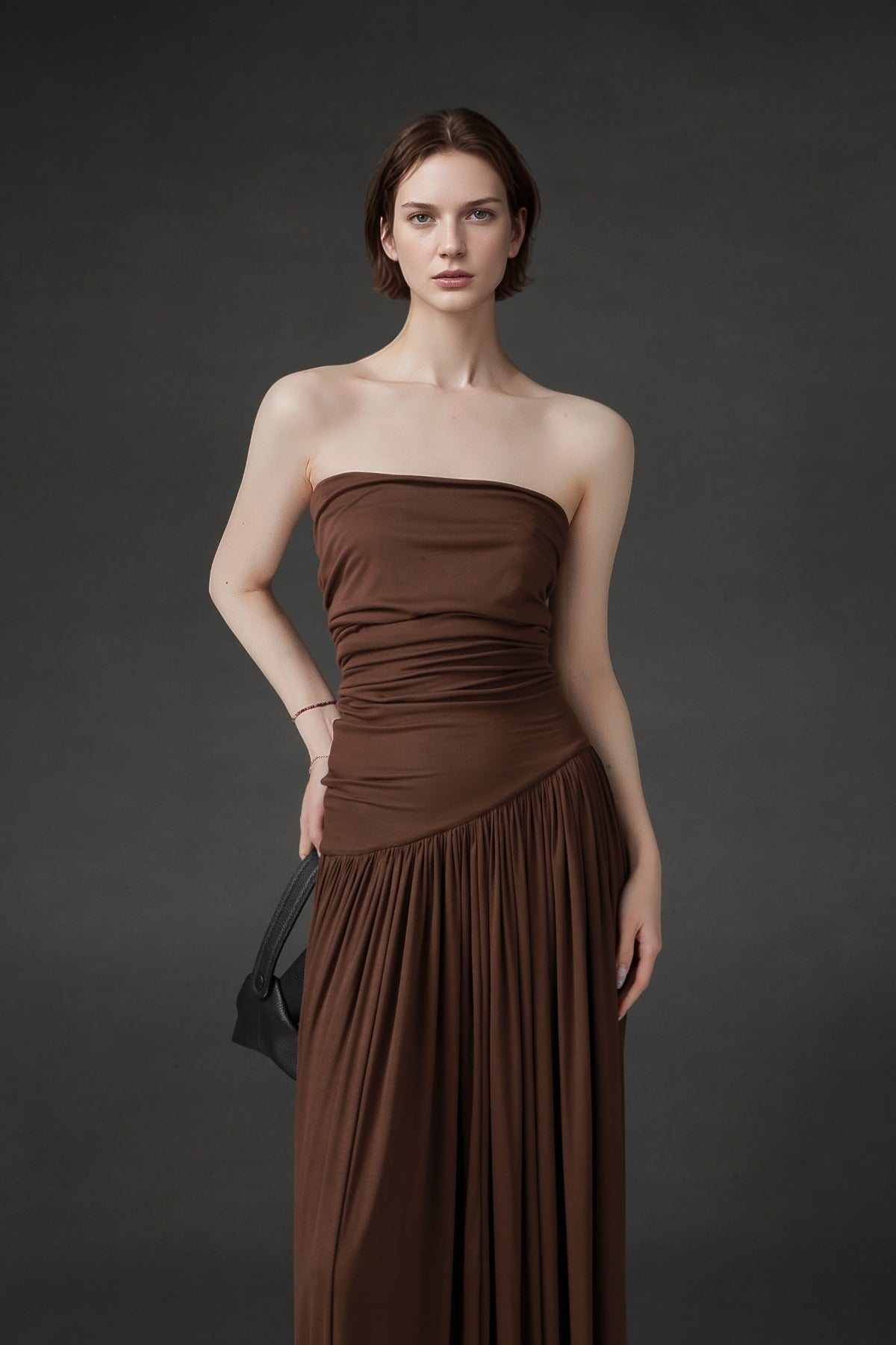 PIAOIN design pleated bandeau women's cross-cut premium sundress -ARABELLA