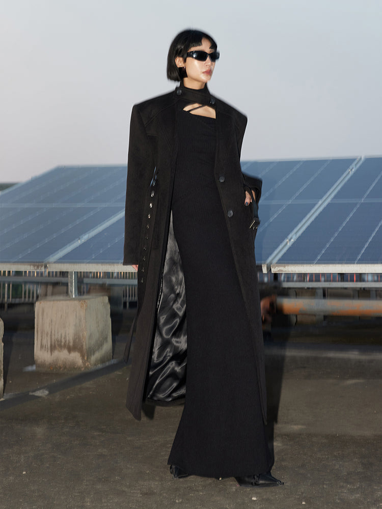 TINY IN long black woolen coat-DADA