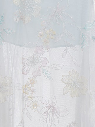 Wardrobes by Chen Elegant Ice Blue Sleeveless Sequin Diamond Chain Long Dress-Mani