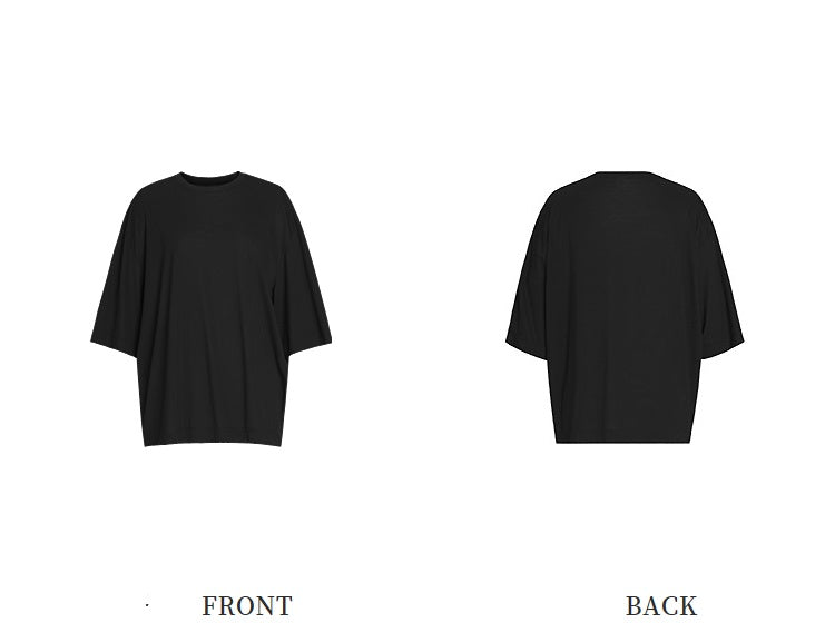 ZHUCHONGYUN black minimalist crew neck loose mid-sleeve top-IEJI.