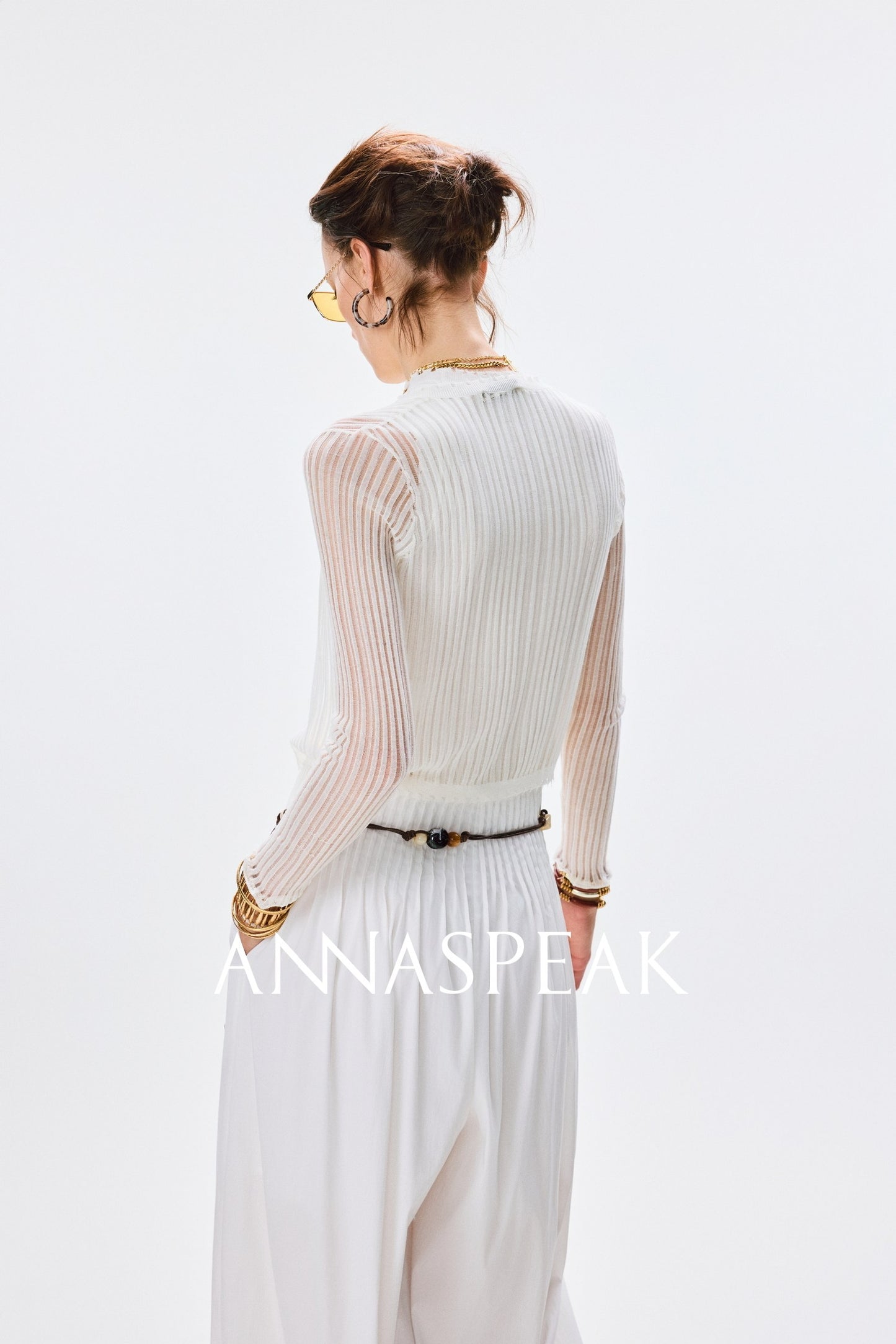 ANNASPEAK breathable raw edge design knit vest cardigan-PORS.