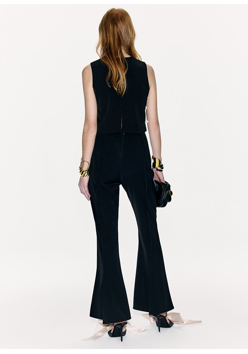 ATELIER MISS LU contrasting rabbit ears ribbon side cut-out sleeveless top - BANT.
