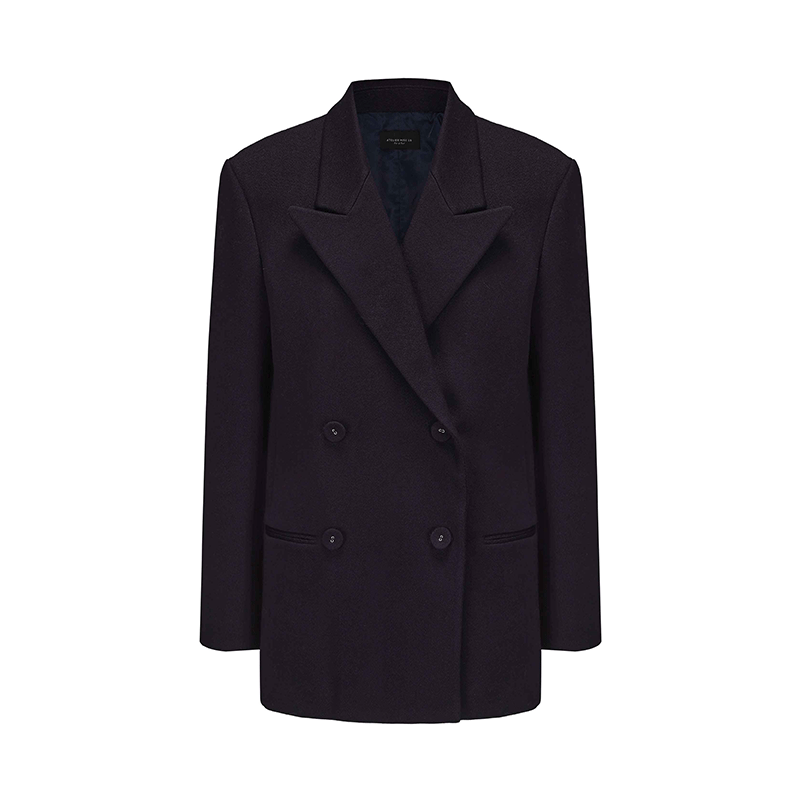 ATELIER MISS LU Double-breasted Vintage Sheep Wool Blazer - ALLEN.