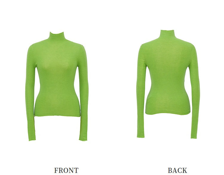 ZHUCHONGYUN Green Turtleneck Slim Knit Top-ARSENE.